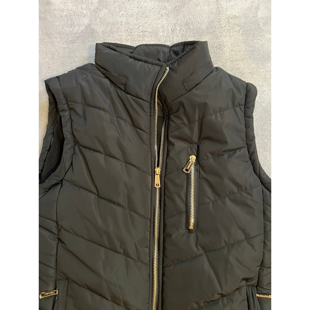 Women's Wantdo Black Puffer Vest with Gold Zippers M - Picture 4 of 11